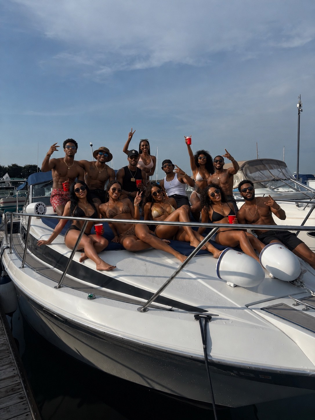 Group of guests on the bow